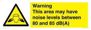 Warning Noise Levels in this area between 80 and 85 dB